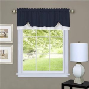 Achim Home Furnishings, Navy/White Darcy Window Curtain Valance, 58" x 14"